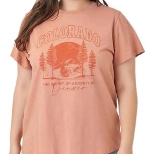 nwt COLORADO women's size 1X Short Sleeve Graphic T Shirt Orange Polagram